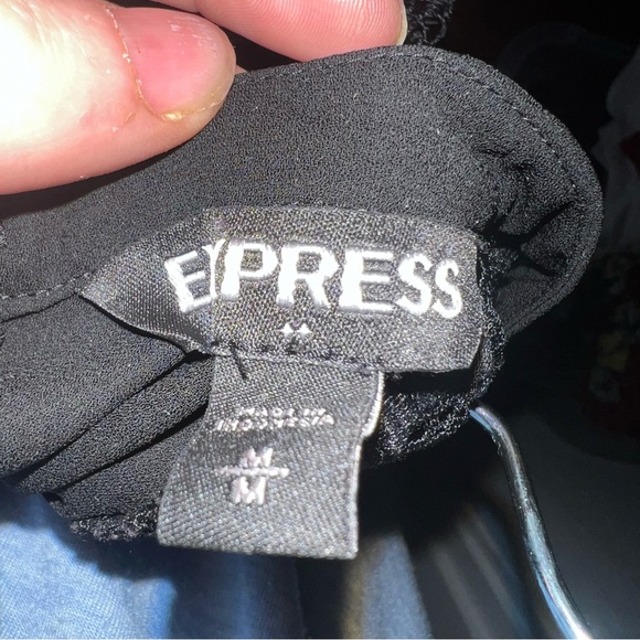 Express Black Crochet Lace Cap Sleeve Blouse, Open Keyhole Back, Size Medium - Picture 7 of 9